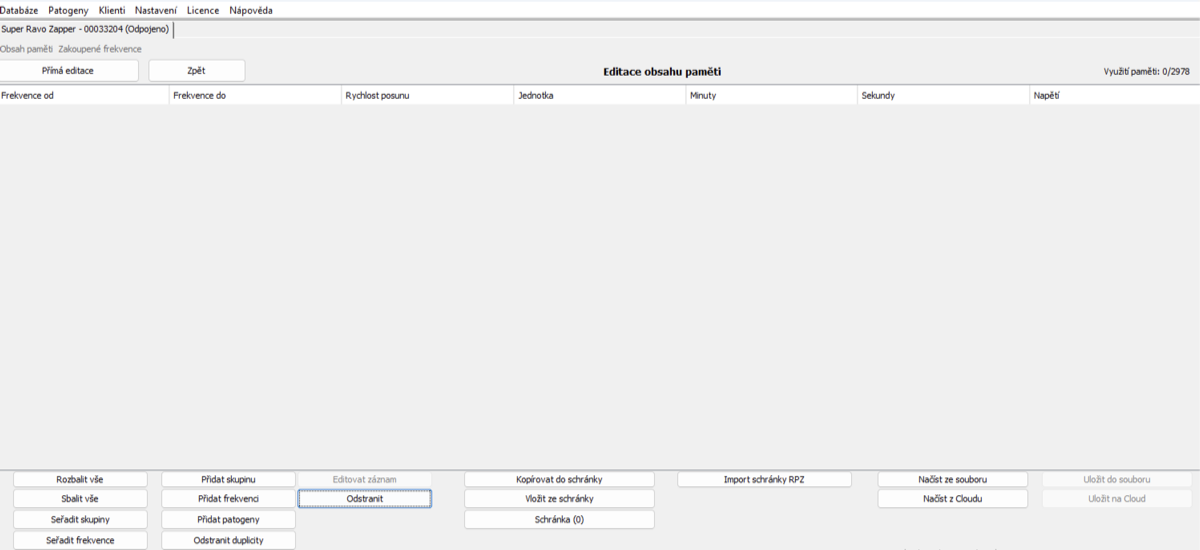 RPZ frequency editor screen